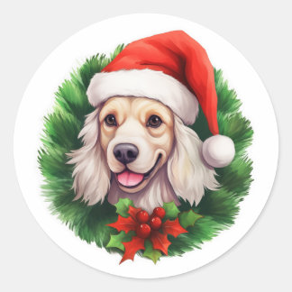 Adesivo Redondo Cocker Spaniel Wreath Natal