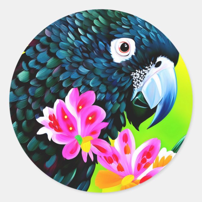 Adesivo Redondo Cocô preto com uma flor (Frente)