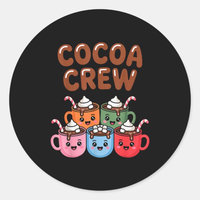 Adesivo Redondo Cocoa Crew Cute Christmas Hot Chocolate Matching P (Frente)