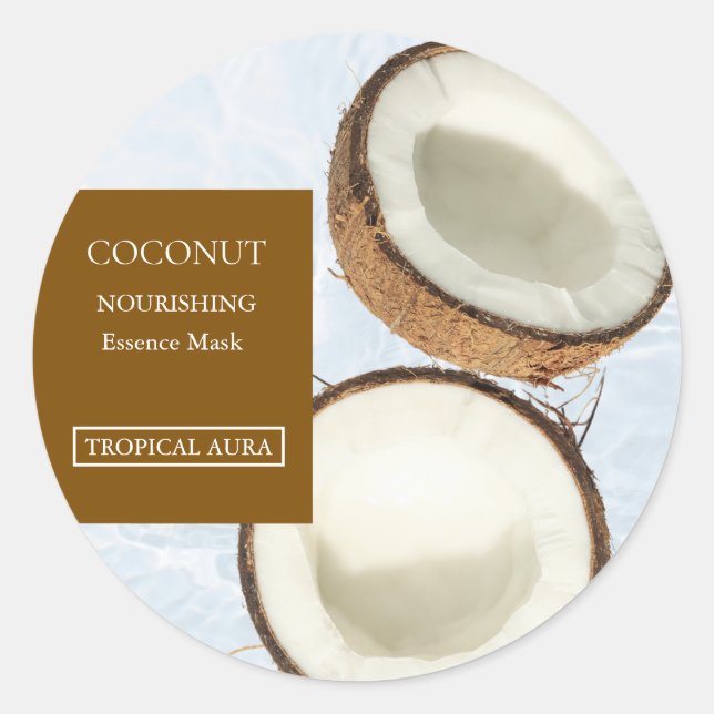 Adesivo Redondo Coconut Facial Mask Label (Frente)