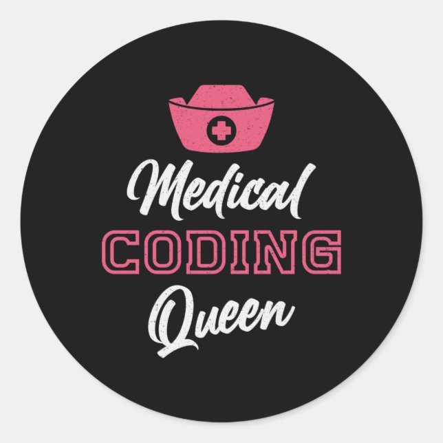Adesivo Redondo Codificador Médico Queen Coding ICD Programmer Cod (Frente)
