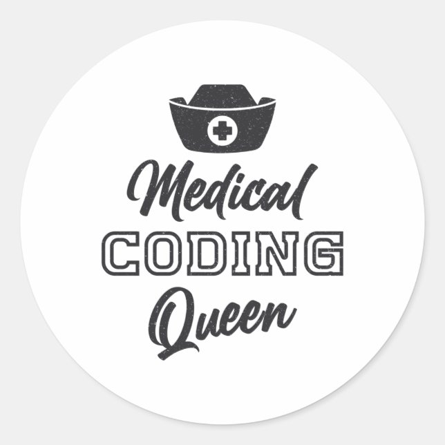 Adesivo Redondo Codificador Médico Queen Coding ICD Programmer Gif (Frente)