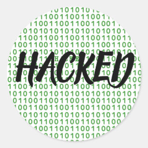 Adesivo Redondo Código Binário HACKED