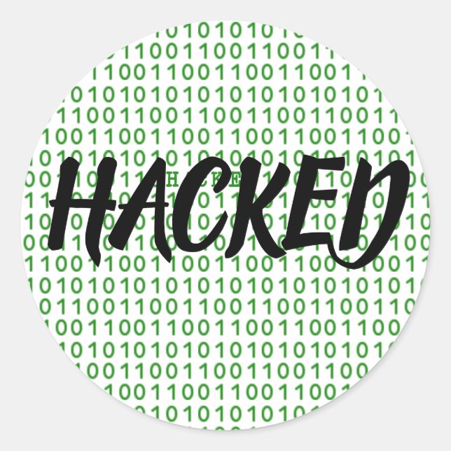 Adesivo Redondo Código Binário HACKED (Frente)