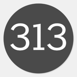 Adesivo Redondo Código de área 313 (Detroit)