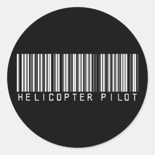 Adesivo Redondo Código de Bar do Piloto Helicóptero