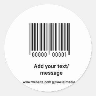 Adesivo Redondo código de barras personalizado simples adicione o 