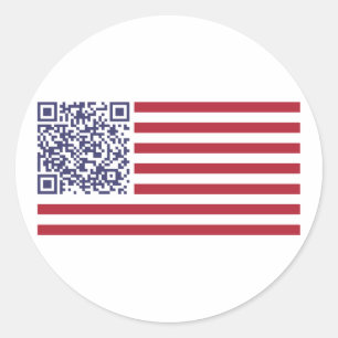 Adesivo Redondo Código do hino nacional QR de bandeira americana