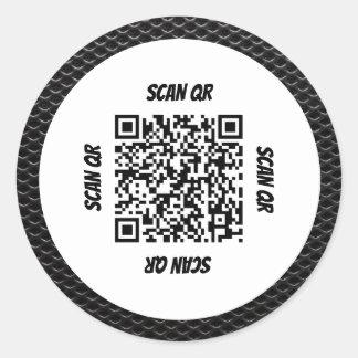 Adesivo Redondo Código QR 360 Simples Quadro de Padrão de Carbono