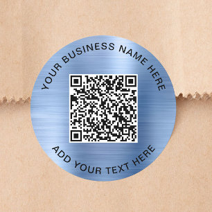 Adesivo Redondo Código QR Azul de Negócios