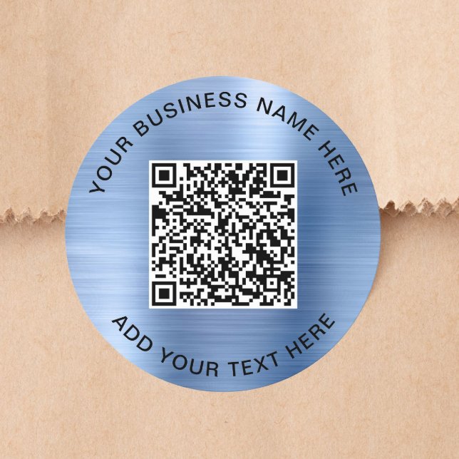 Adesivo Redondo Código QR Azul de Negócios (Criador carregado)