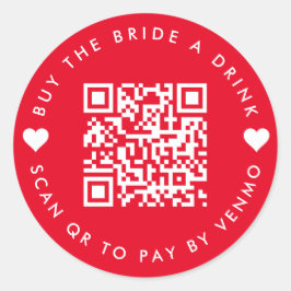 Adesivo Redondo Código QR Comprar a noiva A bebida - Festa de solt