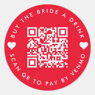 Adesivo Redondo Código QR Comprar a noiva A bebida - Festa de solt
