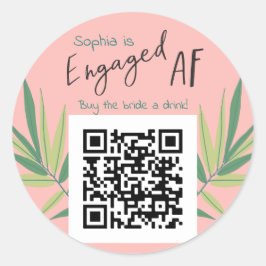 Adesivo Redondo Código QR Comprar Bride uma Bachelorette EngagedAF