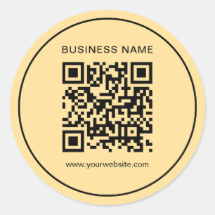 Adesivo Redondo Código QR da Empresa de Texto Personalizado do Mod