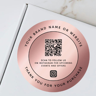 Adesivo Redondo Código QR de Agradecimento em Metalizado Dourado R