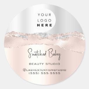 Adesivo Redondo Código QR de logotipo Compre online Glitter Rosa d