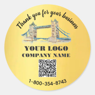 Adesivo Redondo Código QR de Logotipo Personalizado de Agradecimen