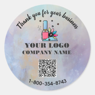 Adesivo Redondo Código QR de Logotipo Personalizado de Agradecimen