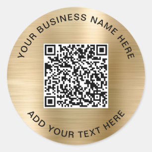 Adesivo Redondo Código QR de Negócios Dourado