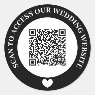 Adesivo Redondo Código QR do Coração do Site de Casamento de Di