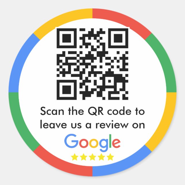 Adesivo Redondo Código QR do Google Review (Frente)