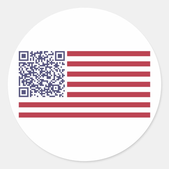 Adesivo Redondo Código QR do hino nacional de bandeira americana (Frente)