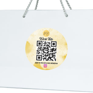 Adesivo Redondo Código Qr do Instagrador Comercial de Aquarela Ama