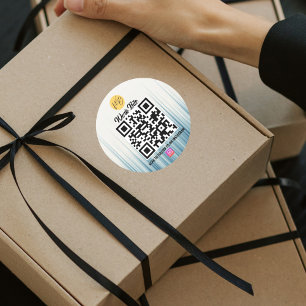 Adesivo Redondo Código Qr do Instagrador de Negócios Moderno Light