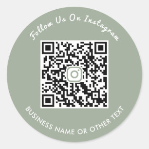 Adesivo Redondo Código QR do Instagram com Fonte Moderna em Verde