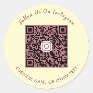 Adesivo Redondo Código QR do Instagram com Fonte Rose Gold Siga-no