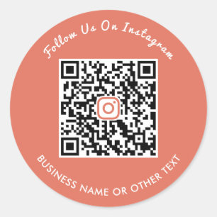 Adesivo Redondo Código QR do Instagram com Fonte Terracota Moderna