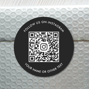 Adesivo Redondo Código QR do Instagram Moderno Preto