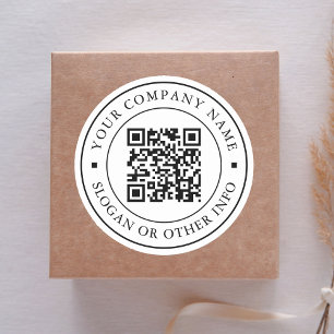 Adesivo Redondo Código QR do Link do Site Nome Comercial Minimalis