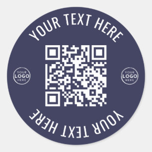 Adesivo Redondo Código QR do Logotipo da Empresa