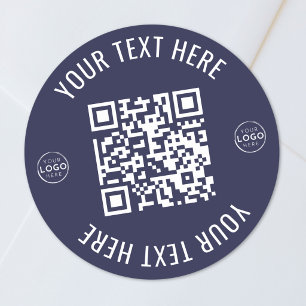 Adesivo Redondo Código QR do Logotipo da Empresa