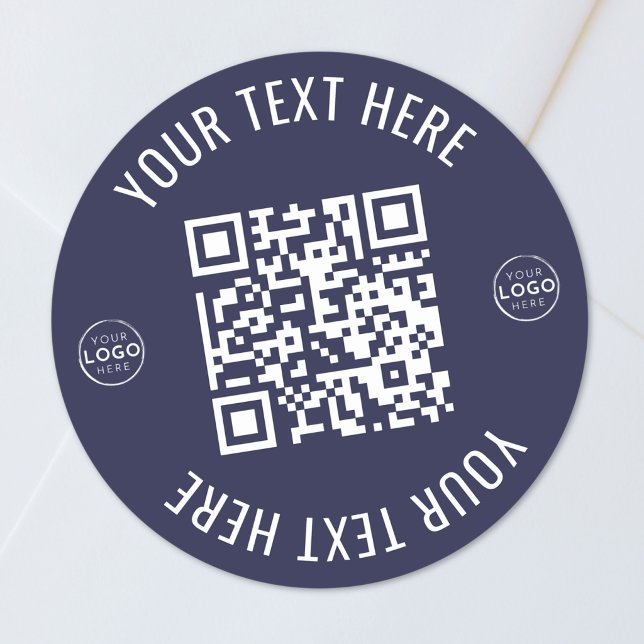 Adesivo Redondo Código QR do Logotipo da Empresa (Business Logo QR Code Classic Round Sticker)