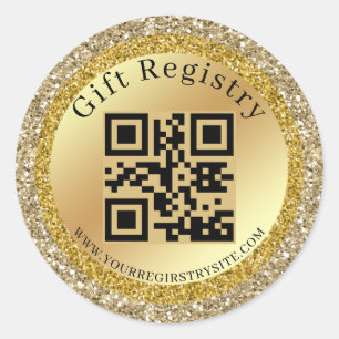 Adesivo Redondo Código QR do Registro de Chuvinha de Bebê com Bril