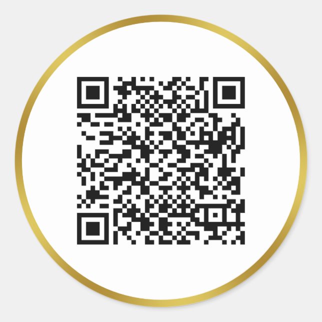 Adesivo Redondo Código QR Dourado e Branco Moderno Faux (Frente)