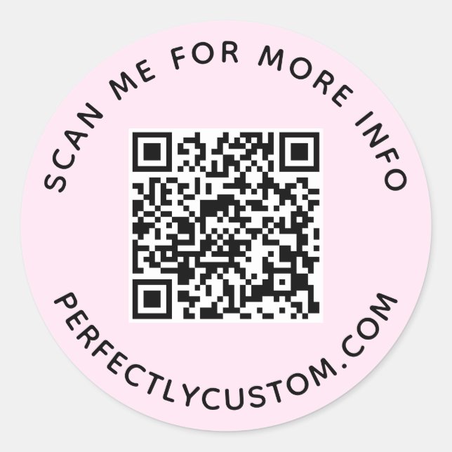 Adesivo Redondo Código QR e rosas claro de texto personalizadas (Frente)