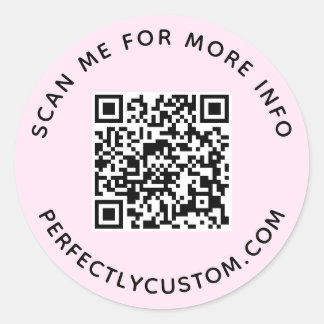 Adesivo Redondo Código QR e rosas claro de texto personalizadas