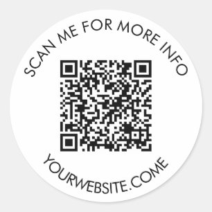 Adesivo Redondo Código QR e texto personalizado arredondado branco
