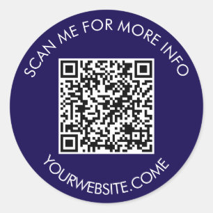 Adesivo Redondo Código QR e texto personalizado arredondado branco
