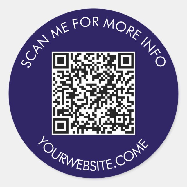 Adesivo Redondo Código QR e texto personalizado arredondado branco (Frente)