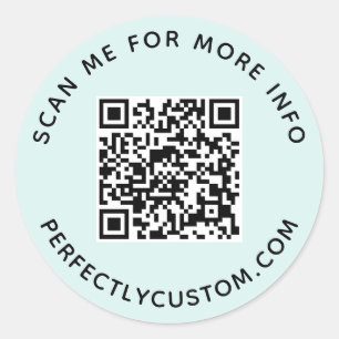 Adesivo Redondo Código QR e texto personalizado azul-claro