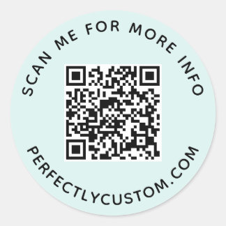 Adesivo Redondo Código QR e texto personalizado azul-claro