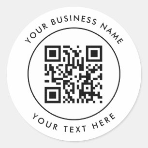 Adesivo Redondo Código QR e Texto Personalizado Branco Personaliza