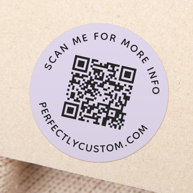 Adesivo Redondo Código QR e texto personalizado com luz roxa (Criador carregado)