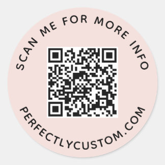 Adesivo Redondo Código QR e texto personalizado cor-de-rosa