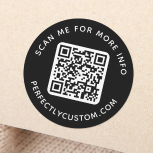 Adesivo Redondo Código QR e texto personalizado em preto
